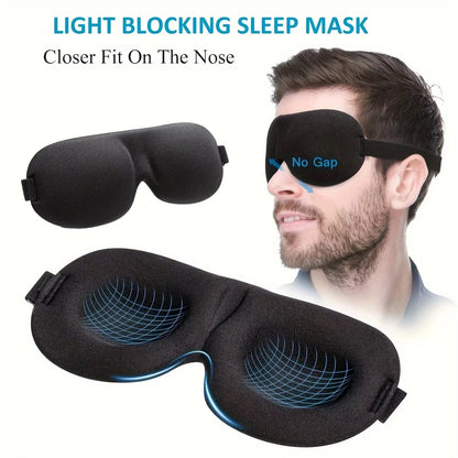 1pc Unisex Sleep Mask, 3D Light Blocking Eye Mask, Comfortable Polyester, Ideal for Supine and Side Sleepers Eyepatch